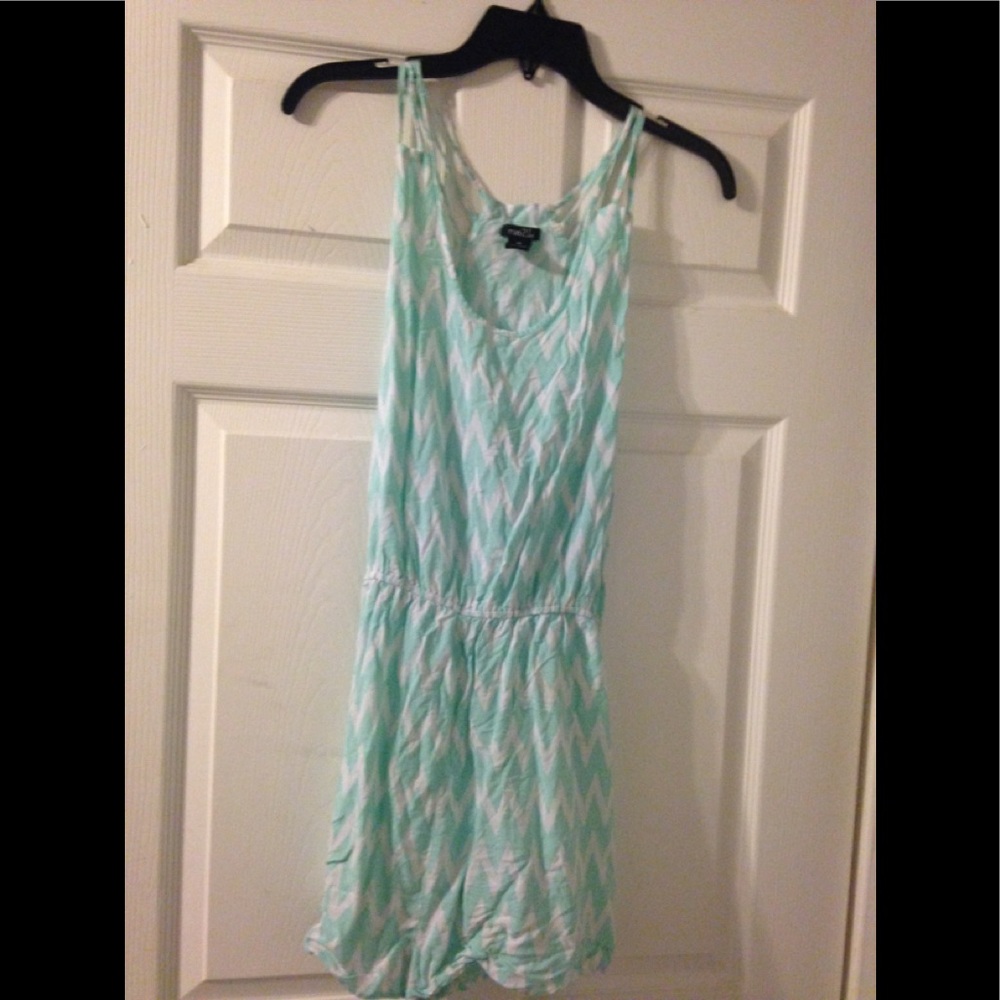 Rue21 mint and white chevron romper